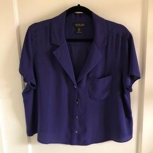 Rachel Zoe cropped button down blouse
